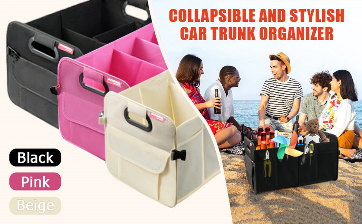 Foldable Car Trunk Organizer 55cm Waterproof Oxford Storage Bag - Black