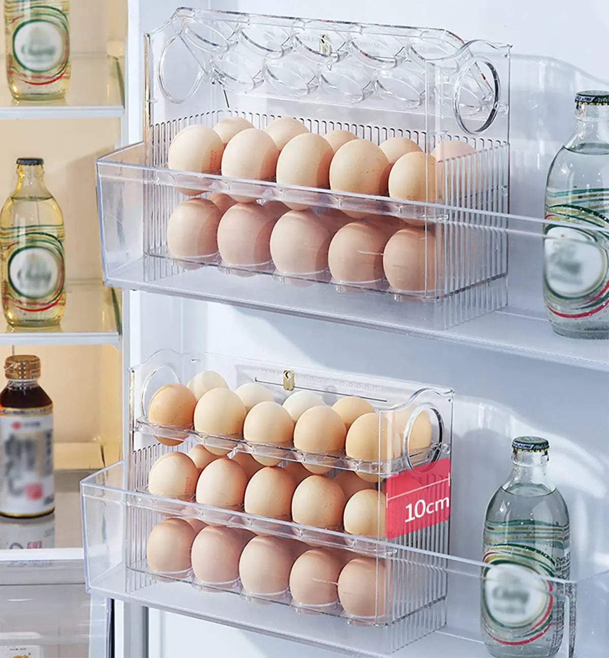 Egg Storage Container 30 Egg 3 Tier Flip Fridge Organiser Portable Date Dial Tray – Green