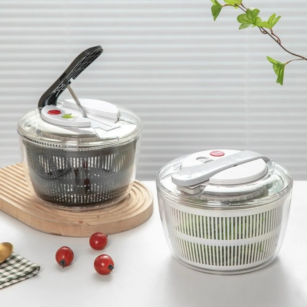 Vegetable Salad Spinner 3L Press Type Lettuce Dryer Fruit and Vegetable Dehydrator – White