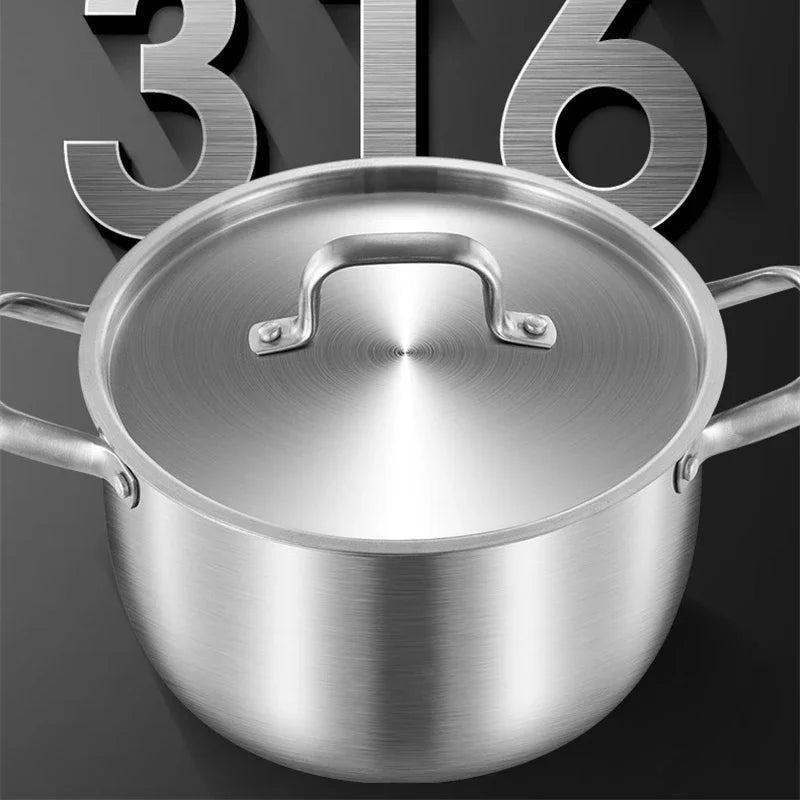 Soup Pot 28cm 316 Stainless Steel Deep Cooking Stock Pot with Lid