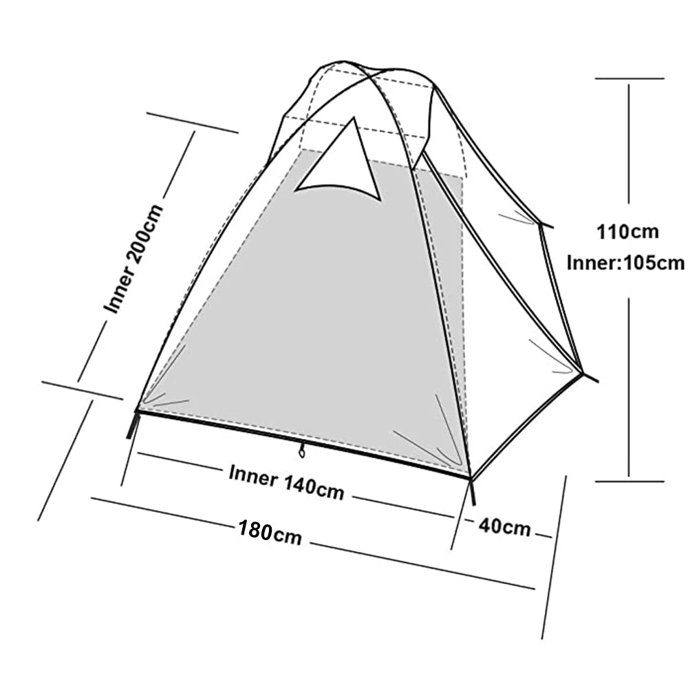 Camping Tent 2 Person Lightweight Waterproof Backpacking Tent 3 Season - Orange