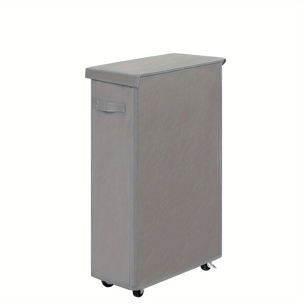Laundry Basket 1PC Wheeled Oxford Hamper with Lid Handles Foldable Storage - Grey
