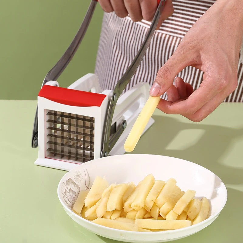 French Fry Cutter Manual Potato Slicer Stainless Steel Vegetable Chipper Kitchen Cutter – Blue