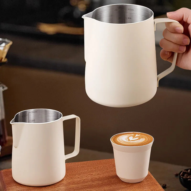Milk Frothing Pitcher 600ml 304 Stainless Steel Latte Art Jug with Measurement Scale – Pink