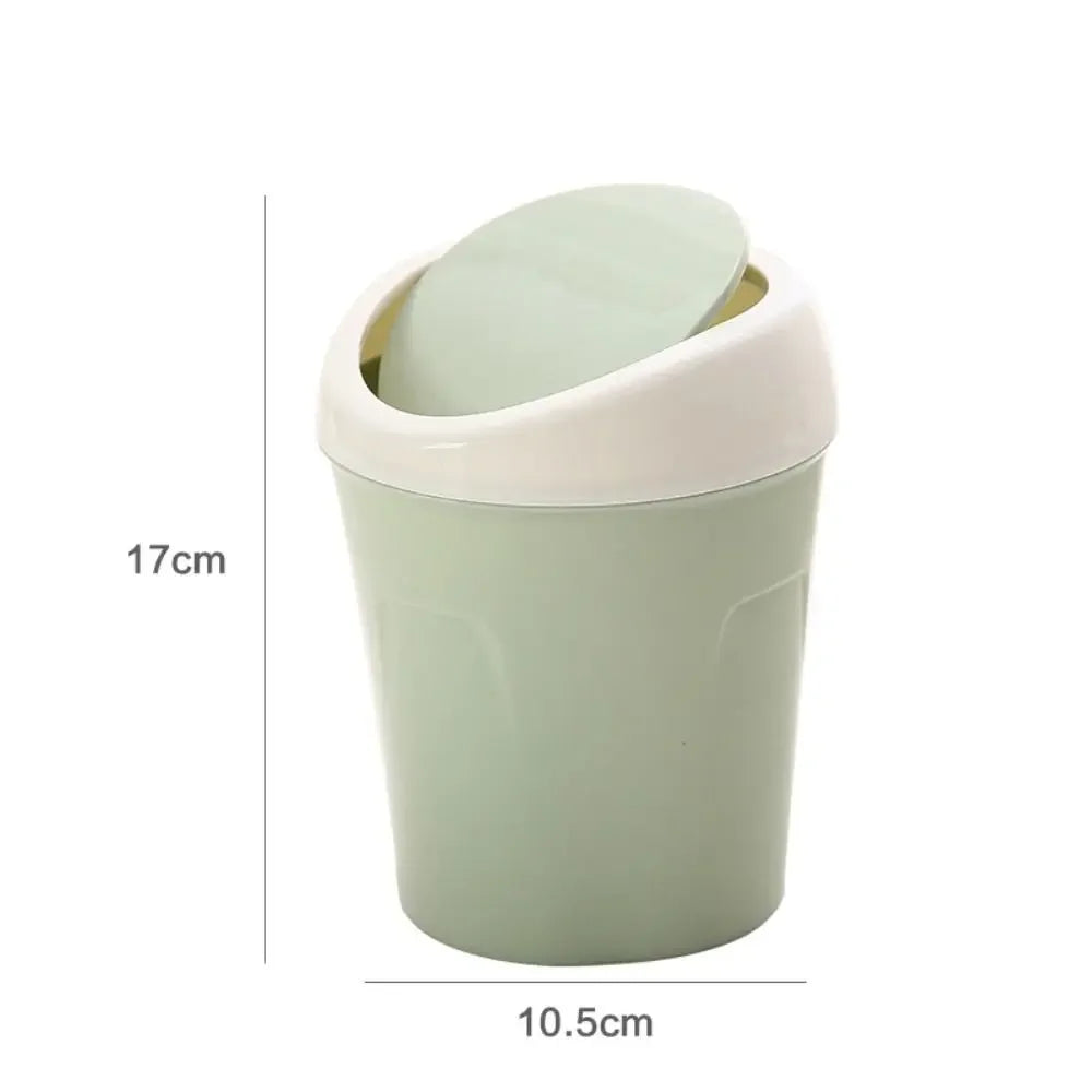Mini Rubbish Bin Swing Lid Small Plastic Waste Bin for Bedroom & Office - Green