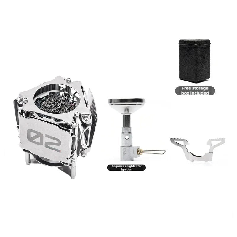 Camping Gas Stove Portable Stainless Steel Outdoor Cooking Stove - Silver