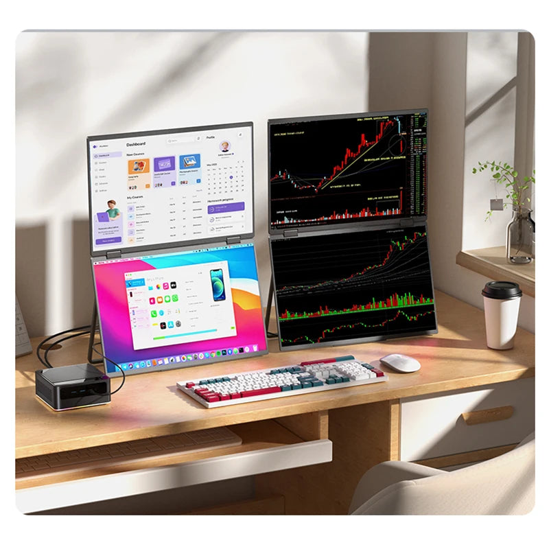 Portable Dual Screen Monitor 16 Inch 2.5K QHD IPS Foldable Laptop Screen Extender USB-C HDMI
