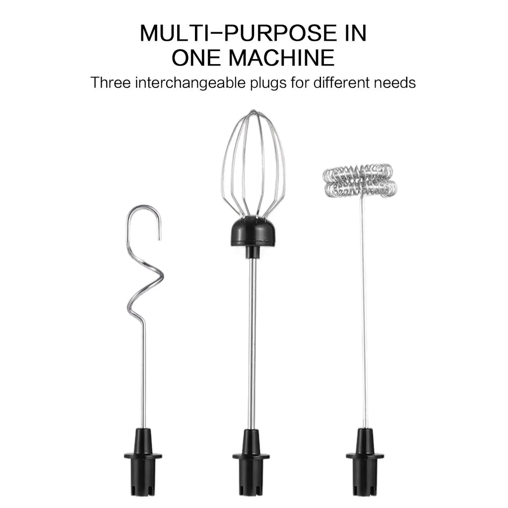 Milk Frother Rechargeable Electric Whisk 3 Speed Mixer 3 Attachments - Grey