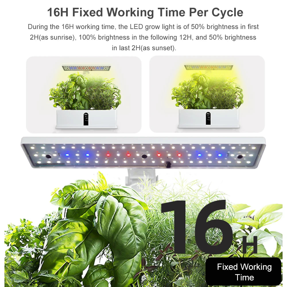 Hydroponic Growing System 9 Pod 2L Indoor Garden with 15W LED Grow Light AU Plug - White