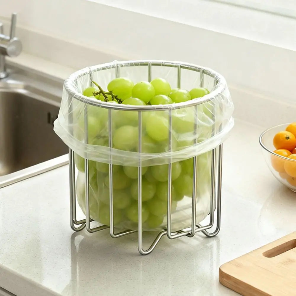 304 Stainless Steel Trash Bag Holder Kitchen Sink Garbage Bag Rack Countertop Waste Organizer Square