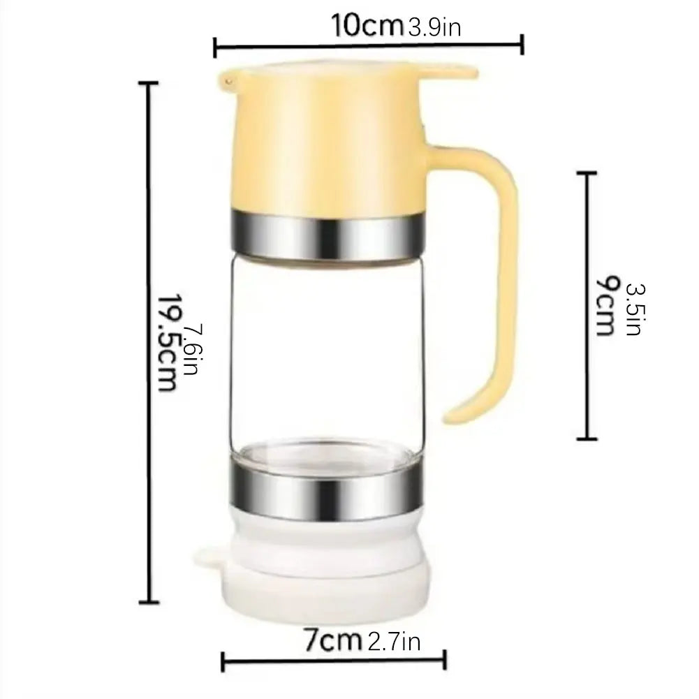 Honey Dispenser 300mL Press Type Glass Jar No Drip Liquid Dispenser with Handle - Yellow