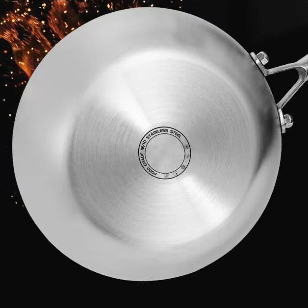 Frying Pan 22cm 316 Stainless Steel Wok Induction and Gas Compatible