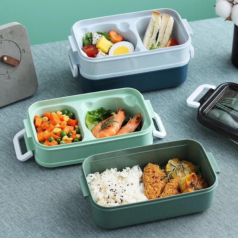 Lunch Box 3 Compartment Stainless Steel Leak Resistant Food Container Microwave Compatible – Pink
