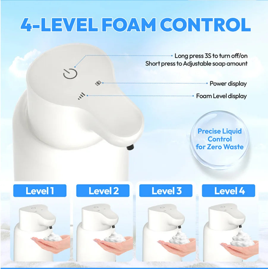 Automatic Touchless Foaming Soap Dispenser USB Rechargeable 4-Level Adjustable Foam Dispenser 450ml – Gray