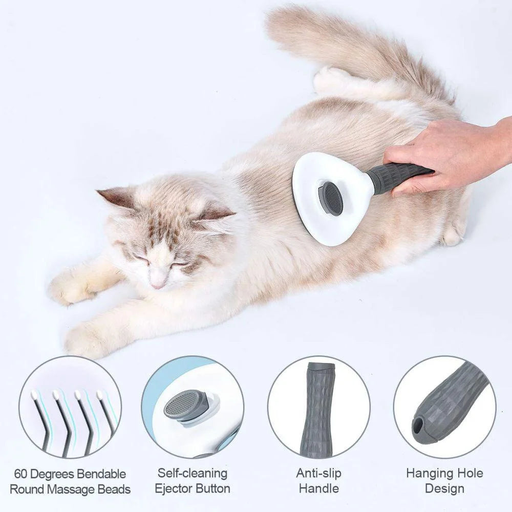 Pet Grooming Brush Self Cleaning Slicker Tool for Cats and Dogs - Pink