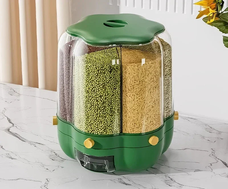 Rotating Grain Dispenser 9 kg Rice Cereal Storage Container 360° - Light Green