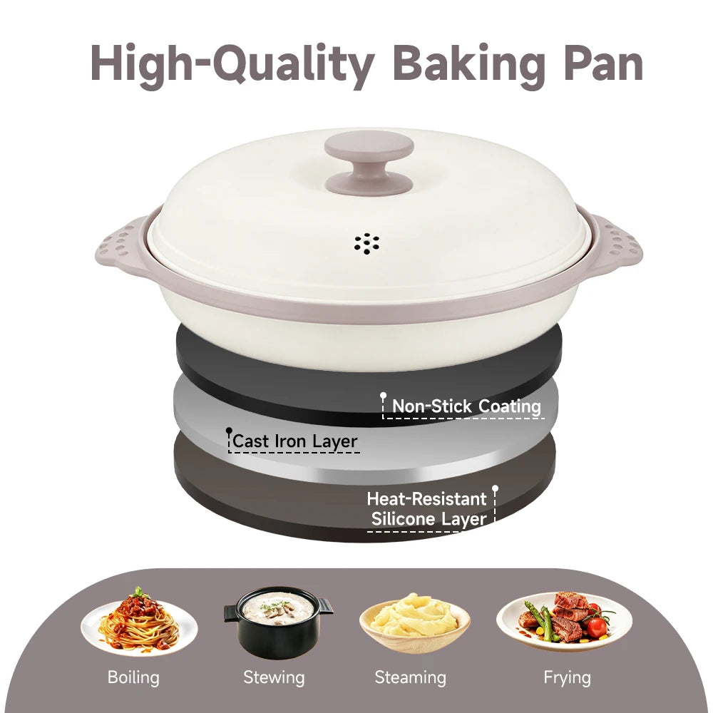 Frying Pan Microwave Cooking Pan with Glass Lid for Grilling and Cooking