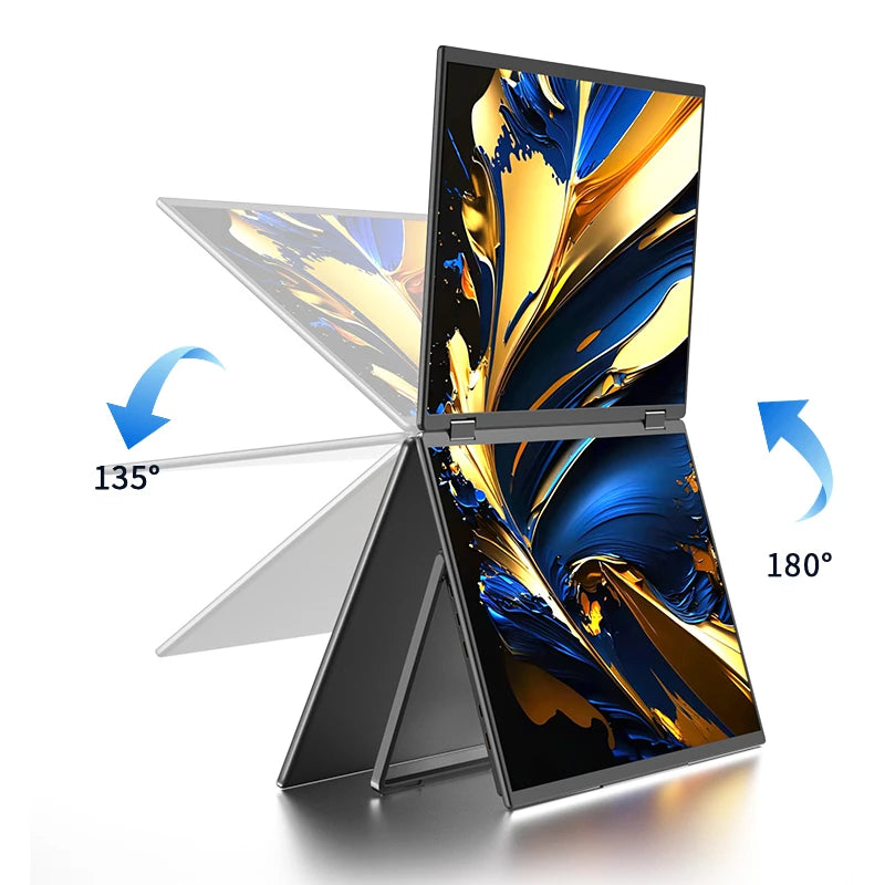 Portable Dual Screen Monitor 16 Inch 2.5K QHD IPS Foldable Laptop Screen Extender USB-C HDMI