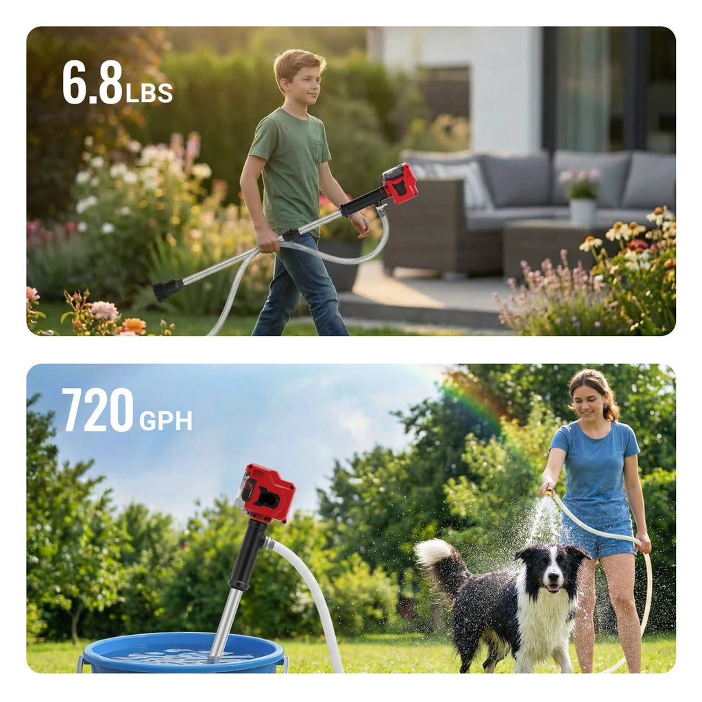 Cordless Water Transfer Pump Portable Brushless Utility Pump 107cm - Red