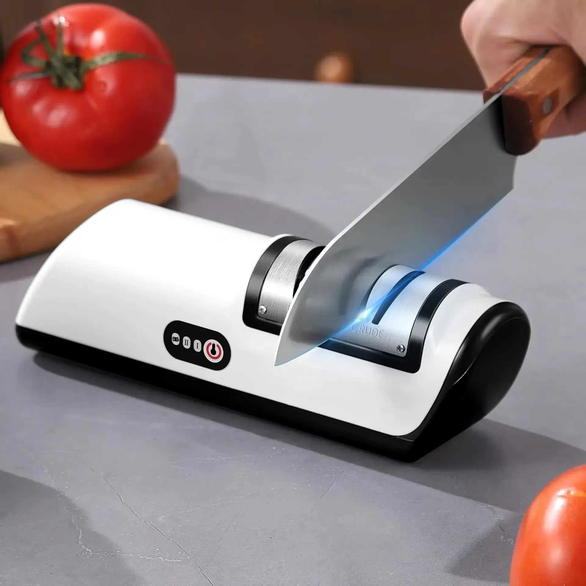 Knife Sharpener 17.8cm Electric Rechargeable Stainless Steel Multi Stage Sharpening Tool – Orange