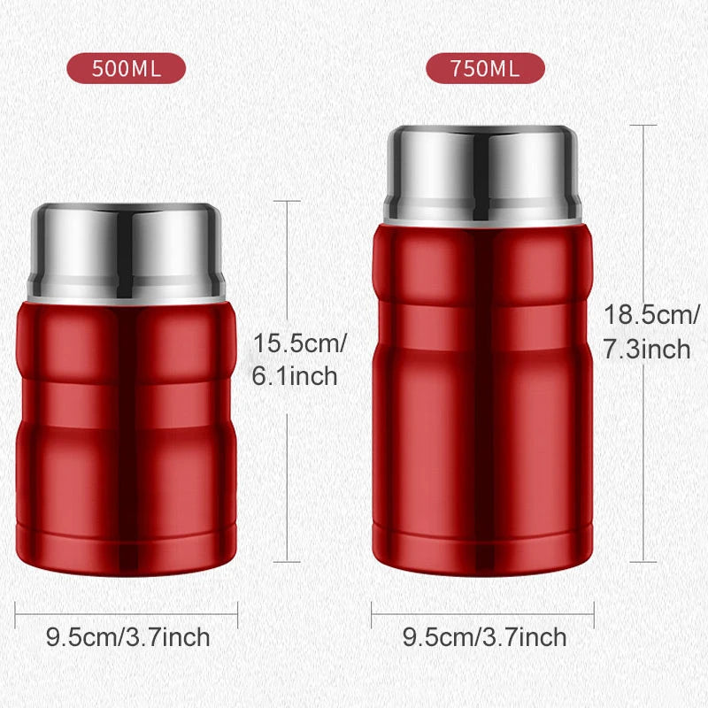 750ml Stainless Steel Insulated Food Thermos Jar with Folding Spoon – Gold