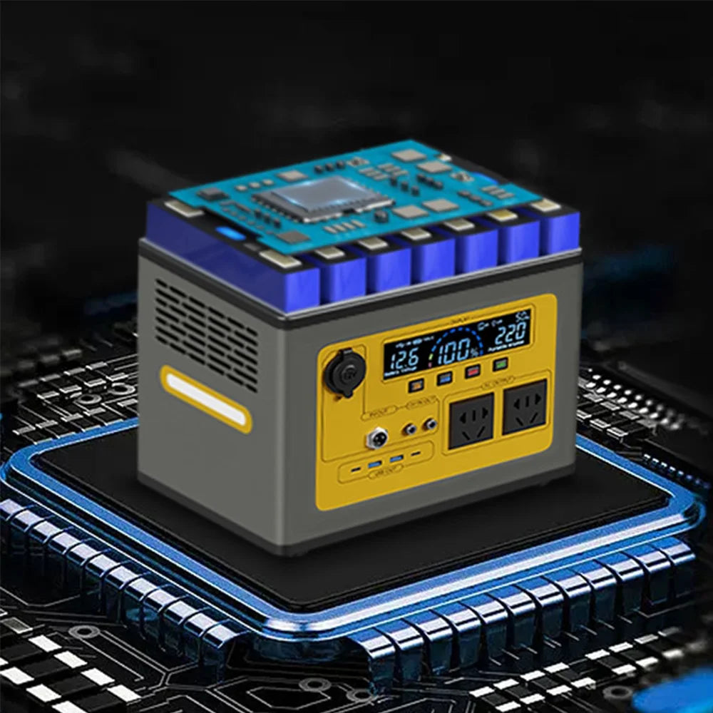 Portable Power Station 600Wh Solar Generator Pure Sine Wave Backup Battery 220V