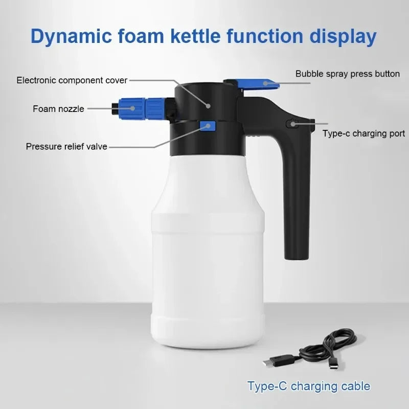 Foam Sprayer 2300mAh Rechargeable Car Wash Bottle Adjustable Lance Cleaning Tool