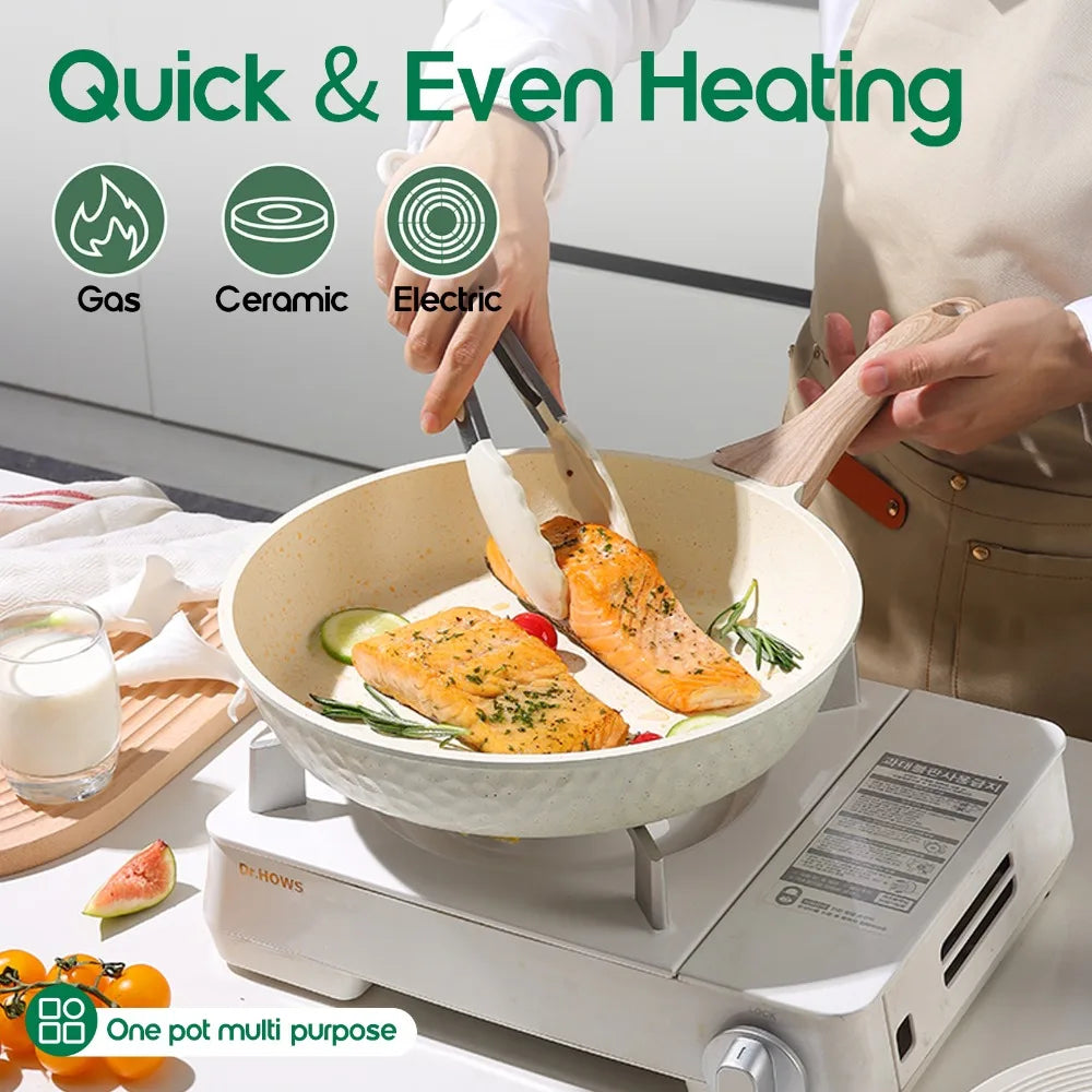 10-Piece Nonstick Pots and Pans Set with Pan Protectors – White