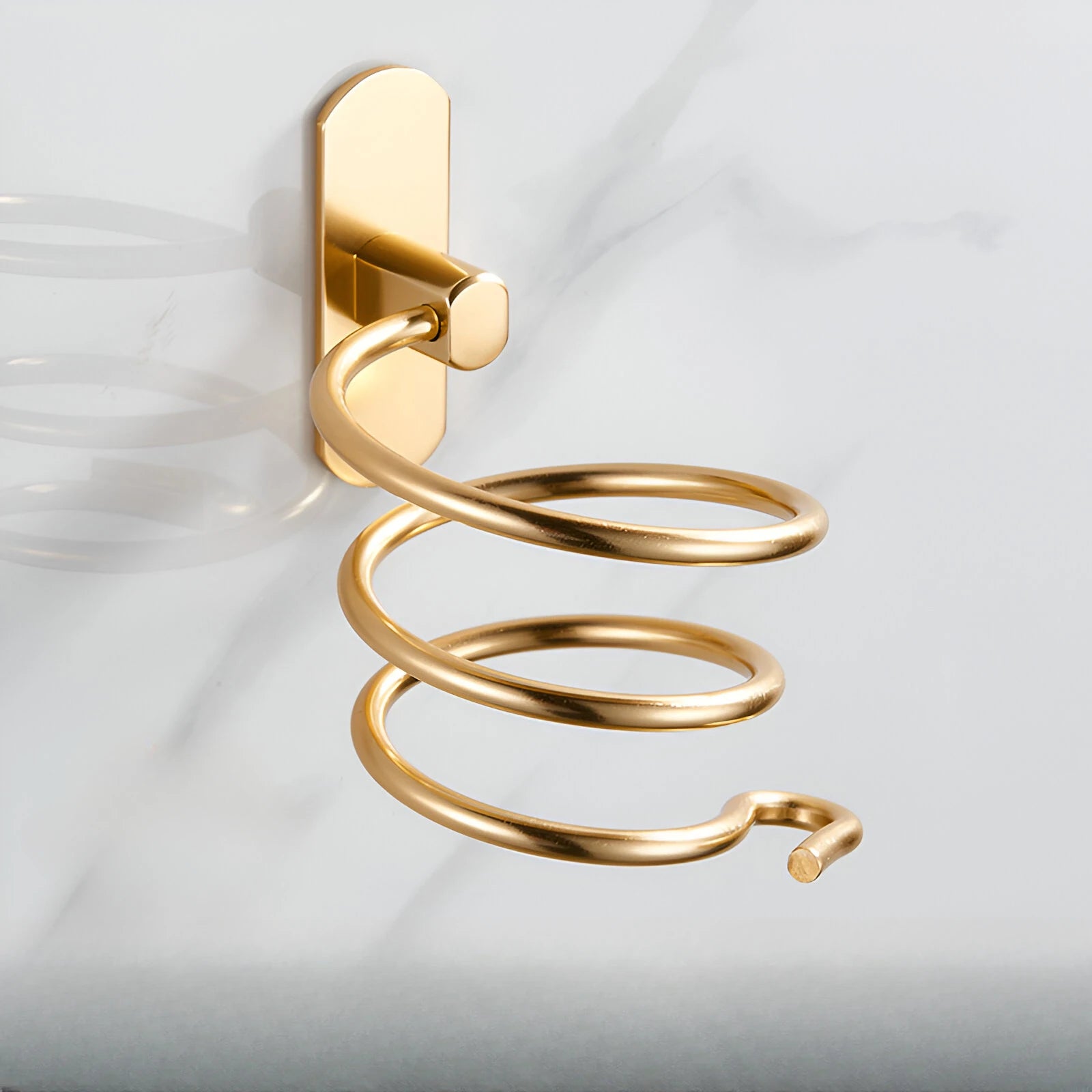 Wall Mounted Aluminum Hair Dryer Holder No Drill Bathroom Hair Dryer Rack Organizer – Gold