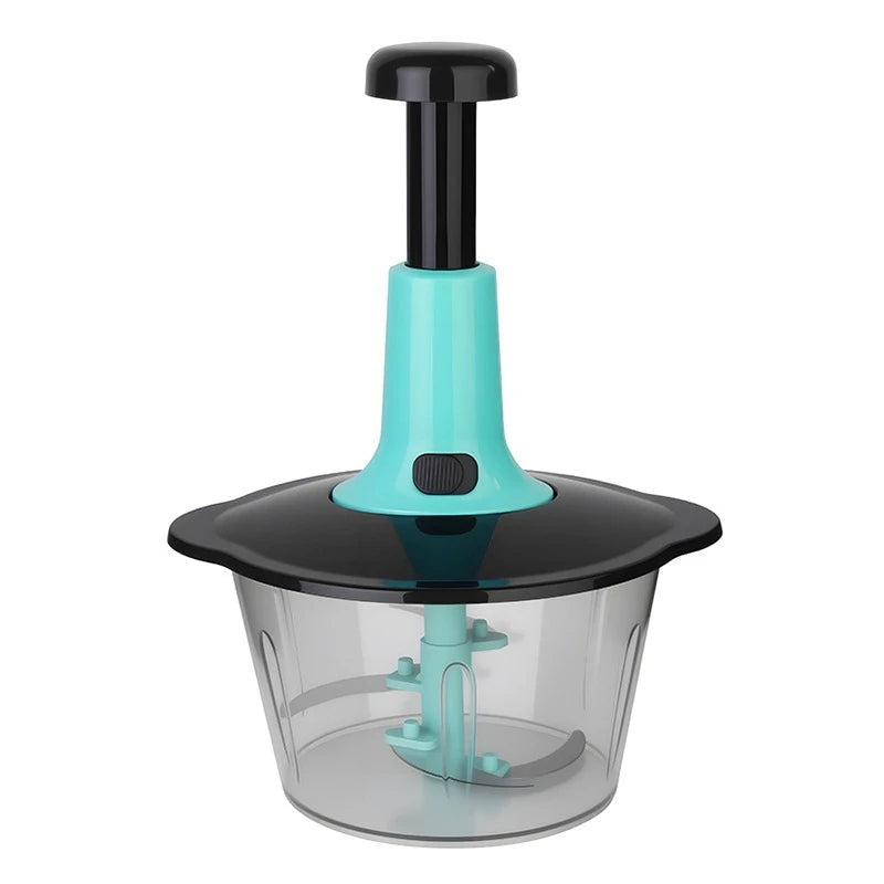 Manual Food Processor Vegetable Garlic Meat Chopper Push Press Kitchen Tool – Blue