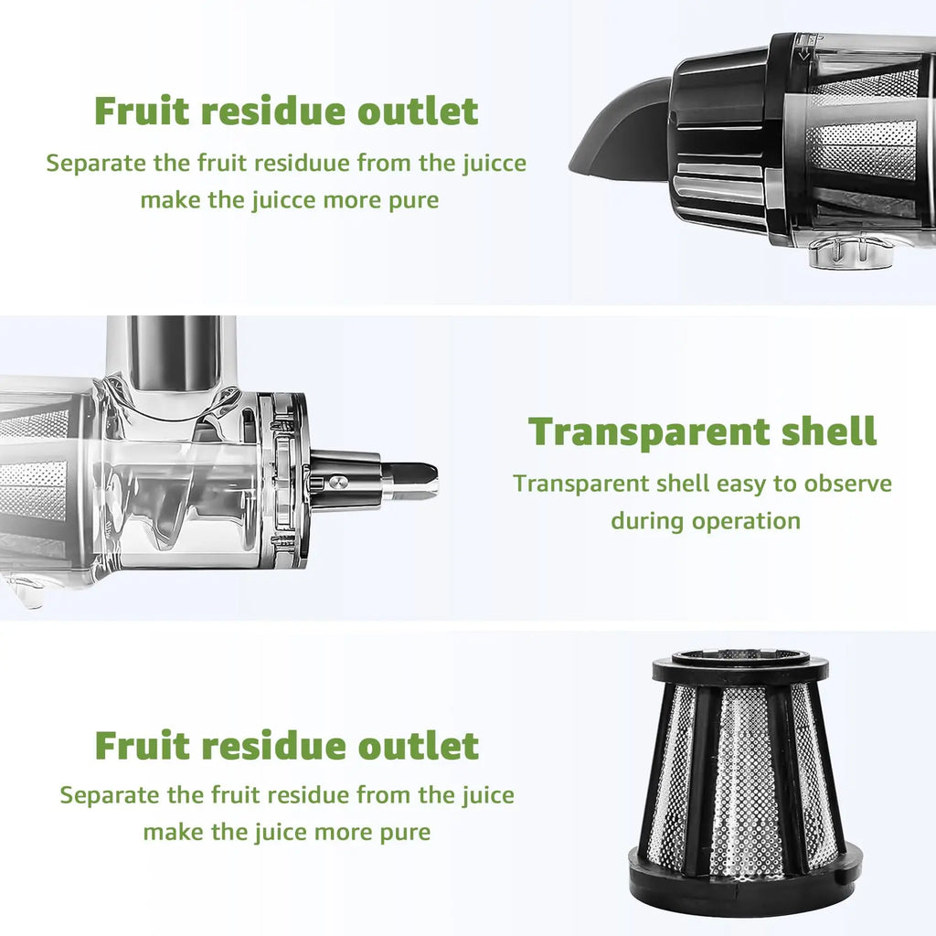Juicer Attachment Masticating Slow Press Juice Extractor Set Mixer – Black