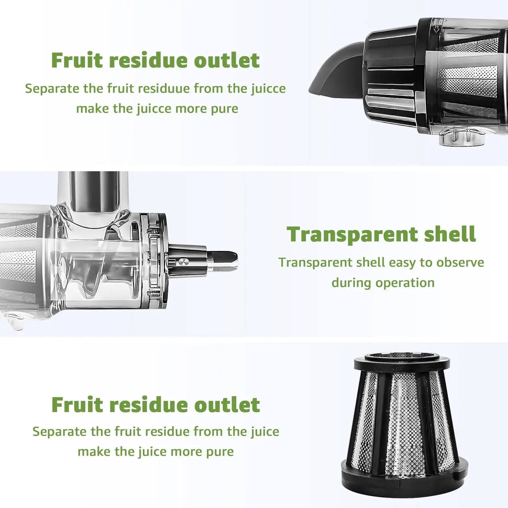 Juicer Attachment Masticating Slow Press Juice Extractor Set Mixer – Black