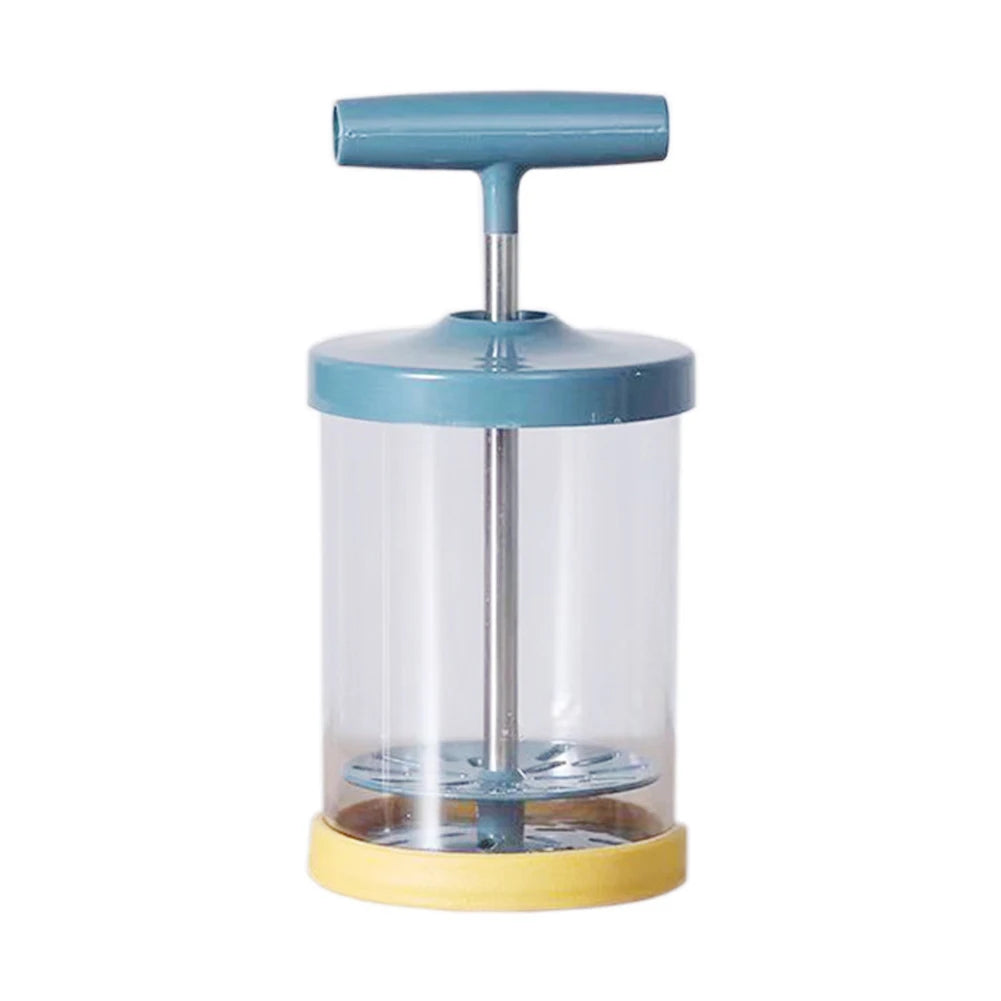 Manual Milk Frother 400ml Hand Pump Cream Whipper Coffee Foam Maker with Stainless Steel Mesh – Blue