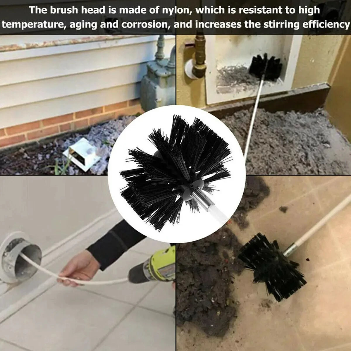 Chimney Cleaning Brush Flexible Dryer Vent Cleaner Extendable Rod Tool - 18 Pcs Flexible Extension Rods