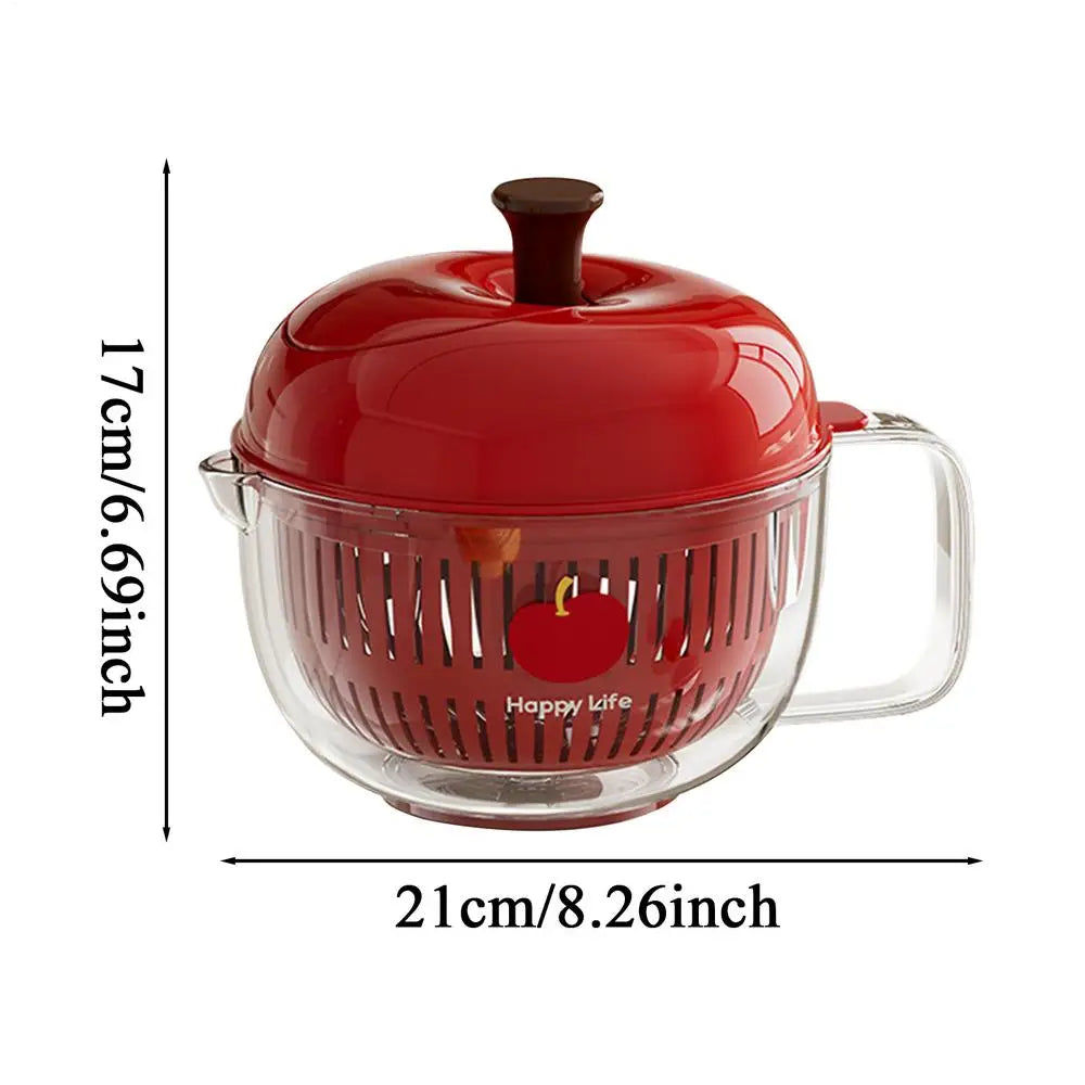 Fruit And Vegetable Washer 21cm Double Layer Hand Crank Salad Spinner - Red