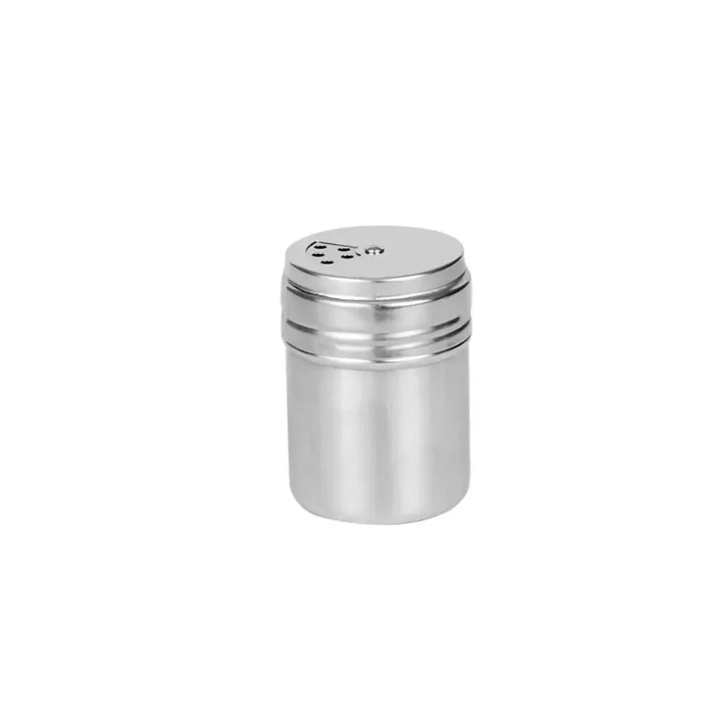 Seasoning Shaker Small Stainless Steel Spice Jar with Rotating Lid - Silver