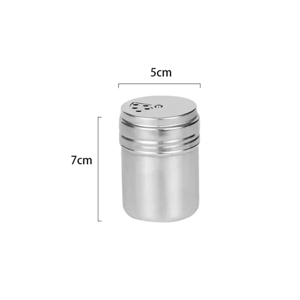 Seasoning Shaker Small Stainless Steel Spice Jar with Rotating Lid - Silver