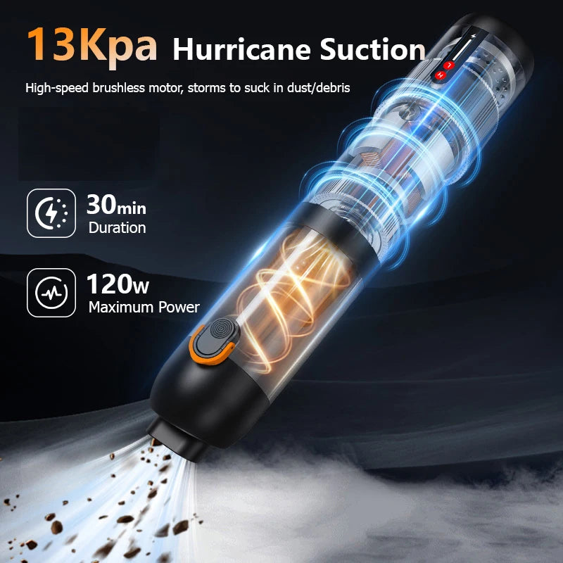 Vacuum Cleaner 300mm Portable Cordless Handheld Dust Collector with Strong Suction Battery