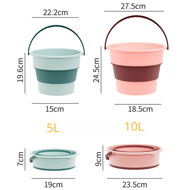 Folding Bucket 16.8L Collapsible Portable Wash Basin Outdoor Home - Yellow