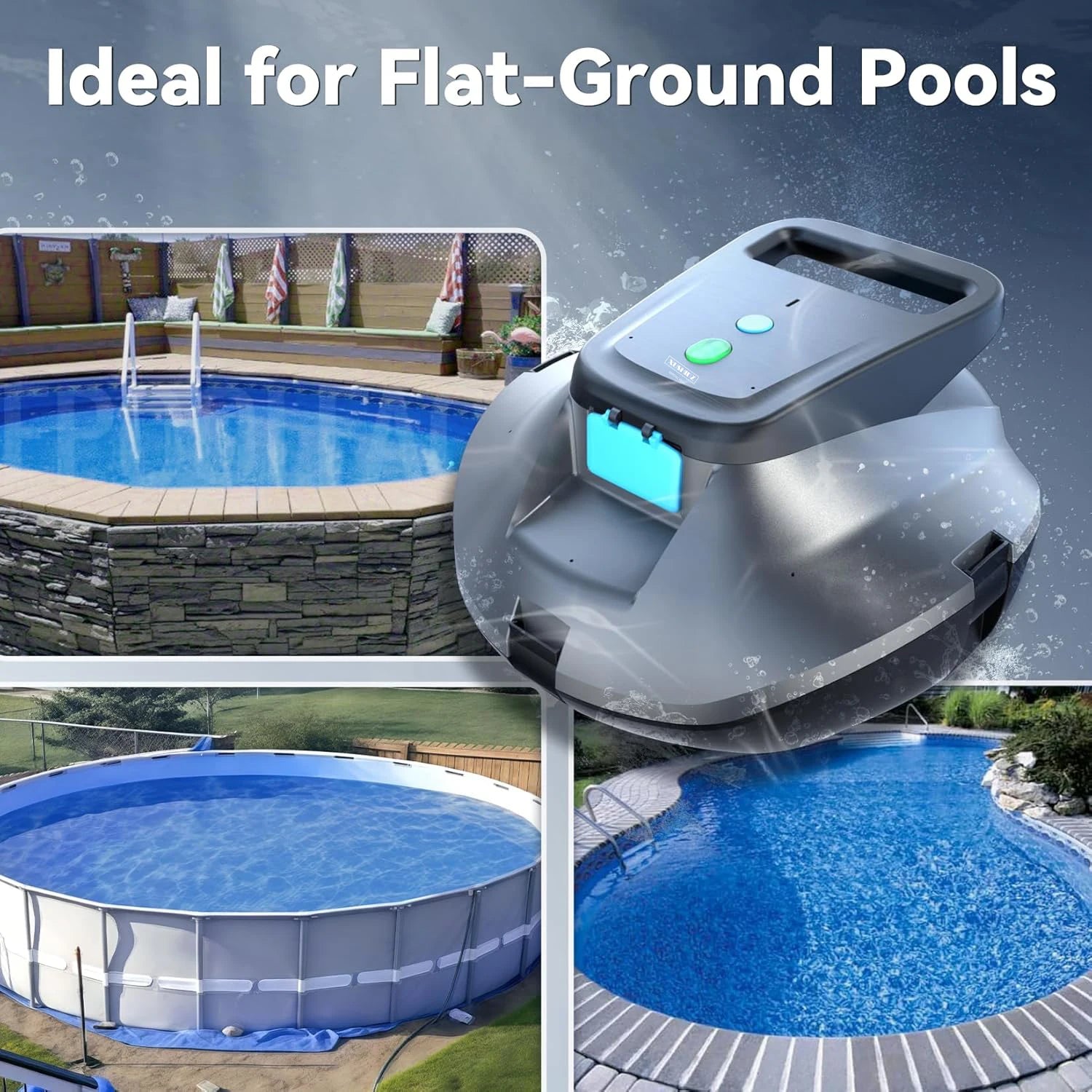 Pool Vacuum Robot 4000mAh Cordless Automatic Cleaner with Twin Motor Suction