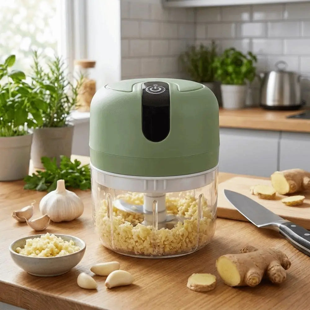 Mini Vegetable Chopper 400mAh USB Rechargeable Garlic Cutter Portable Kitchen Tool - White