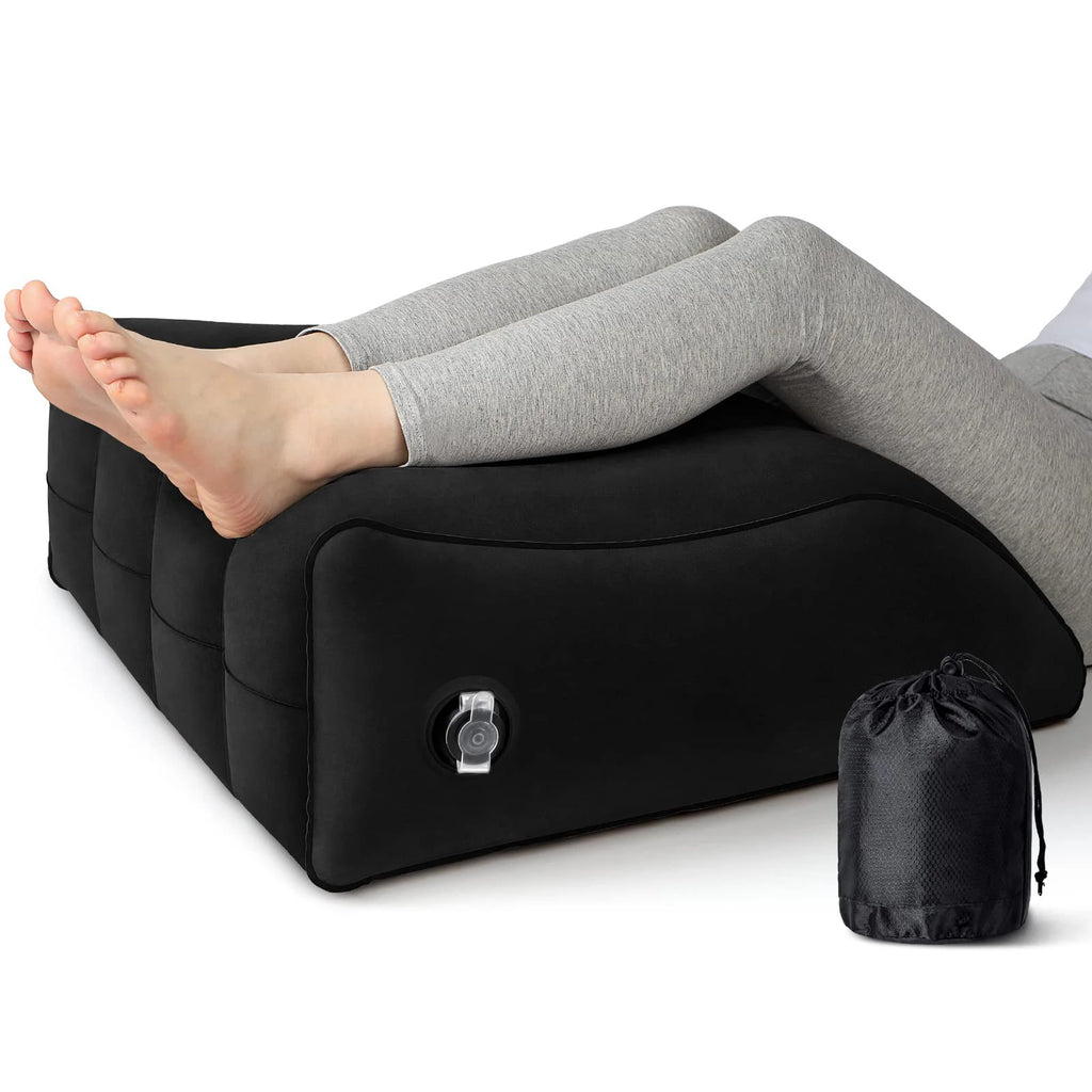 Inflatable Leg Elevation Pillow Ergonomic Wedge Support Cushion for Post-Recovery Comfort – Black