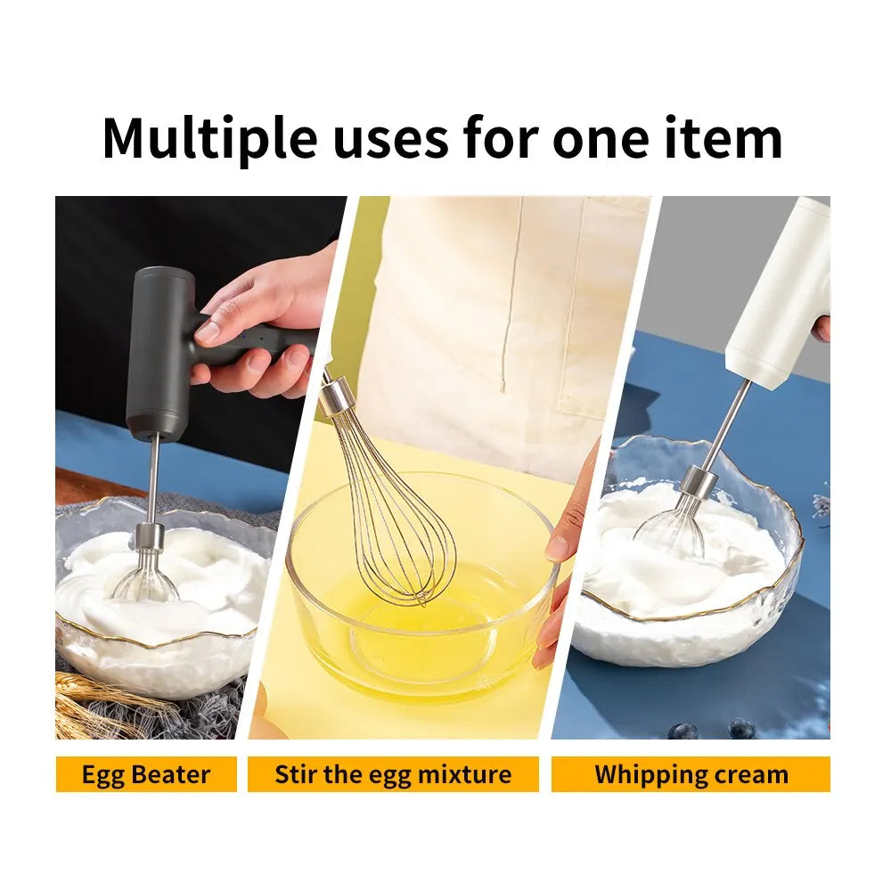 Electric Food Mixer 3 Speed USB Rechargeable Stainless Steel Handheld Whisk Mixer – Pink