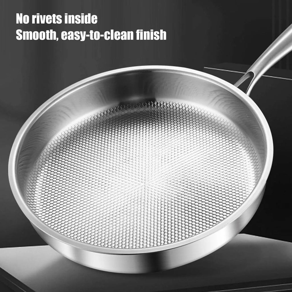 Titanium Frying Pan 24 cm with Glass Lid Uncoated Skillet for Gas and Induction