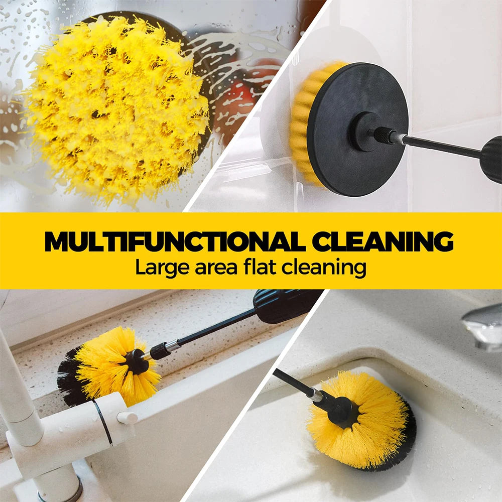 Drill Brush Attachment Set 15pcs Power Scrubber Cleaning Kit with Extension Rod - 15 Pcs