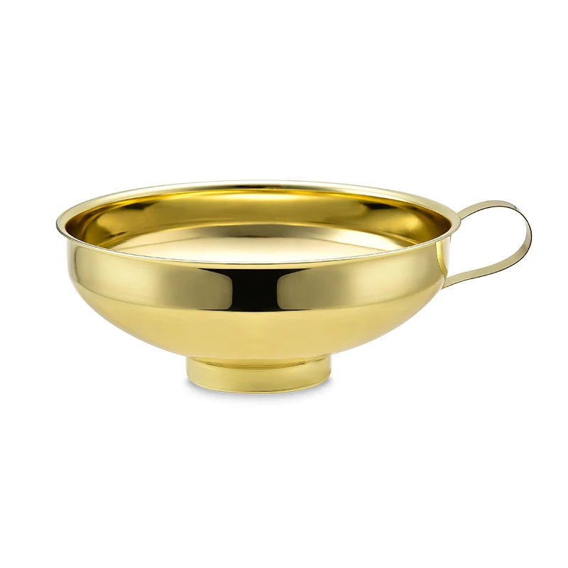 Large Golden Stainless Steel Canning Funnel Wide Mouth Kitchen Funnel for Mason Jars