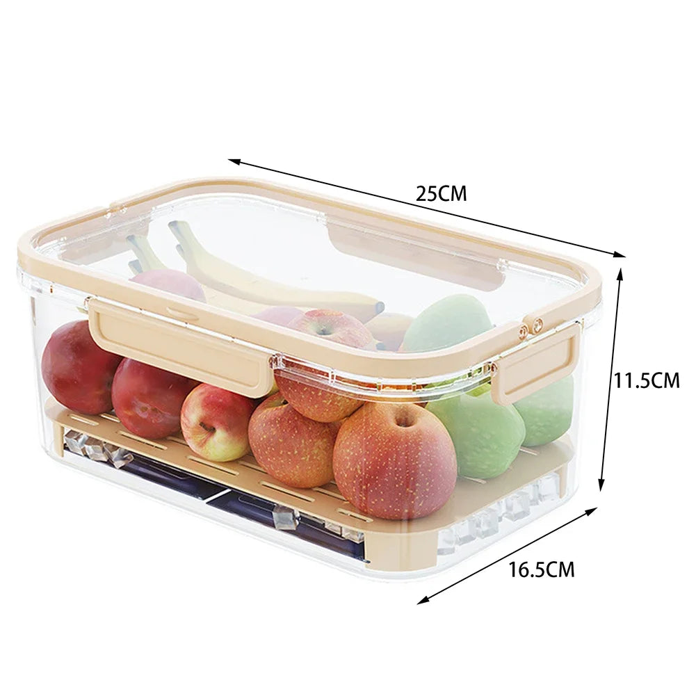 Portable Food Storage Container Airtight Freshness Box with Drain Plate and Carry Handle – Yellow
