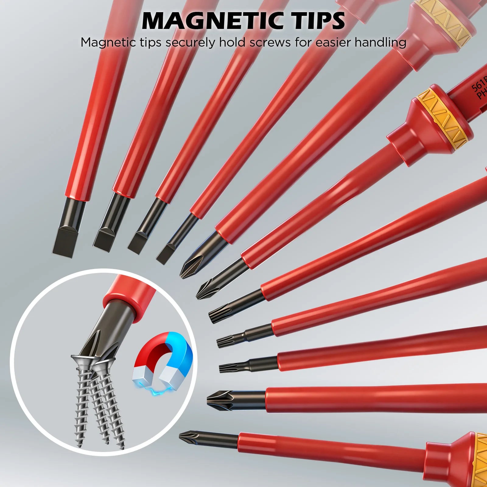 Heavy Duty 13 Piece 1000V Insulated Screwdriver Set with Magnetic Tips Electrician Repair Tool Kit