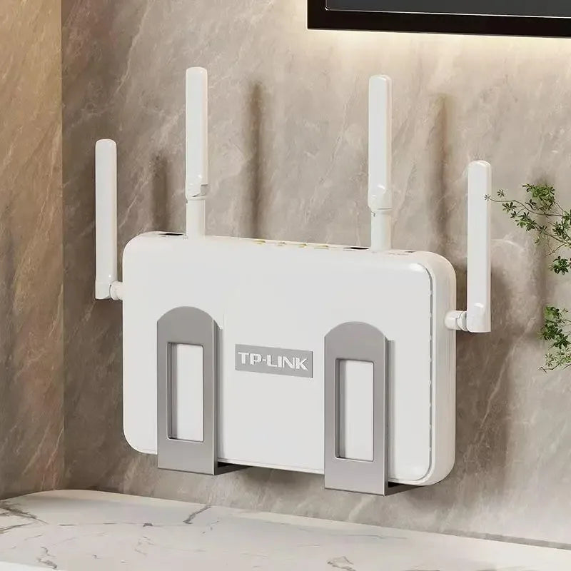 Router Wall Mount Bracket 2 Pack Metal WiFi Modem and Set-Top Box Holder - Grey