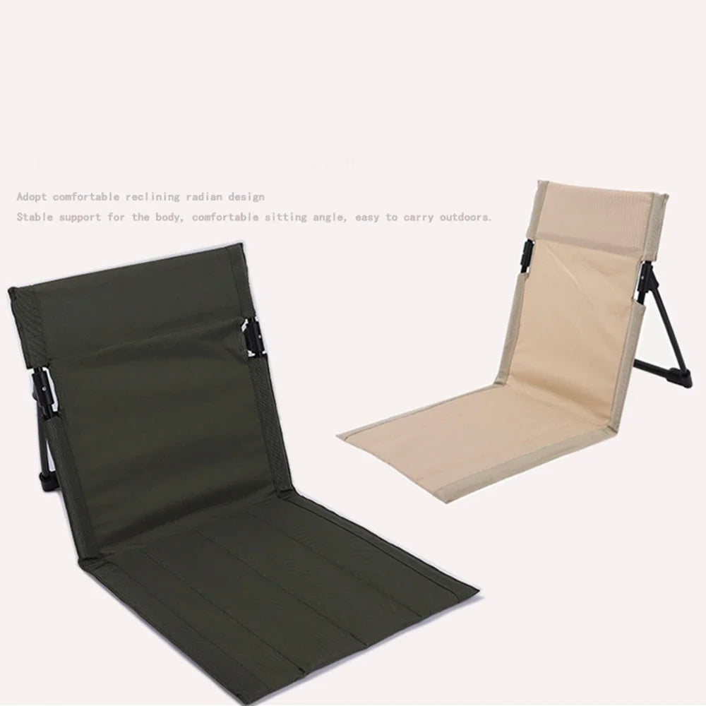 Camping Chair Foldable Single Seat Padded Cushion Backrest Portable Lounger – Black